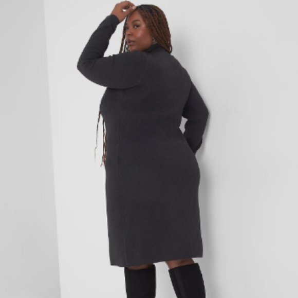 LANE BRYANT SIZE 14/16 BLACK W/ RED MERRY GRAPHIC SWEATER DRESS - Picture 3 of 13